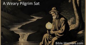 Discover hope and peace in the midst of darkness as a weary pilgrim sits by a gloomy stream. Find guidance and solace in the light of faith. Embrace the support of loved ones and trust in a higher power. A Weary Pilgrim Sat - a message of hope and perseverance.