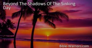 Discover the meaning behind the hymn "Beyond The Shadows Of The Sinking Day" and explore the promise of eternal happiness in the Sunshine Land. Find solace and liberation from life's struggles and envision a place of boundless joy and peace.