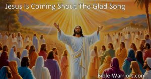 Discover the hope and anticipation in the hymn "Jesus Is Coming Shout The Glad Song." Find comfort in the certainty of Jesus' arrival and the promise of a glorious future. Embrace the joy of being reunited with our Savior in our eternal home.