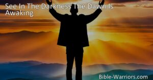 "See in the Darkness: Embracing the Dawning Light. Discover the power of hope and renewal in this inspiring hymn. Find solace in the presence of the Divine and embrace the transformative power of light in your life."