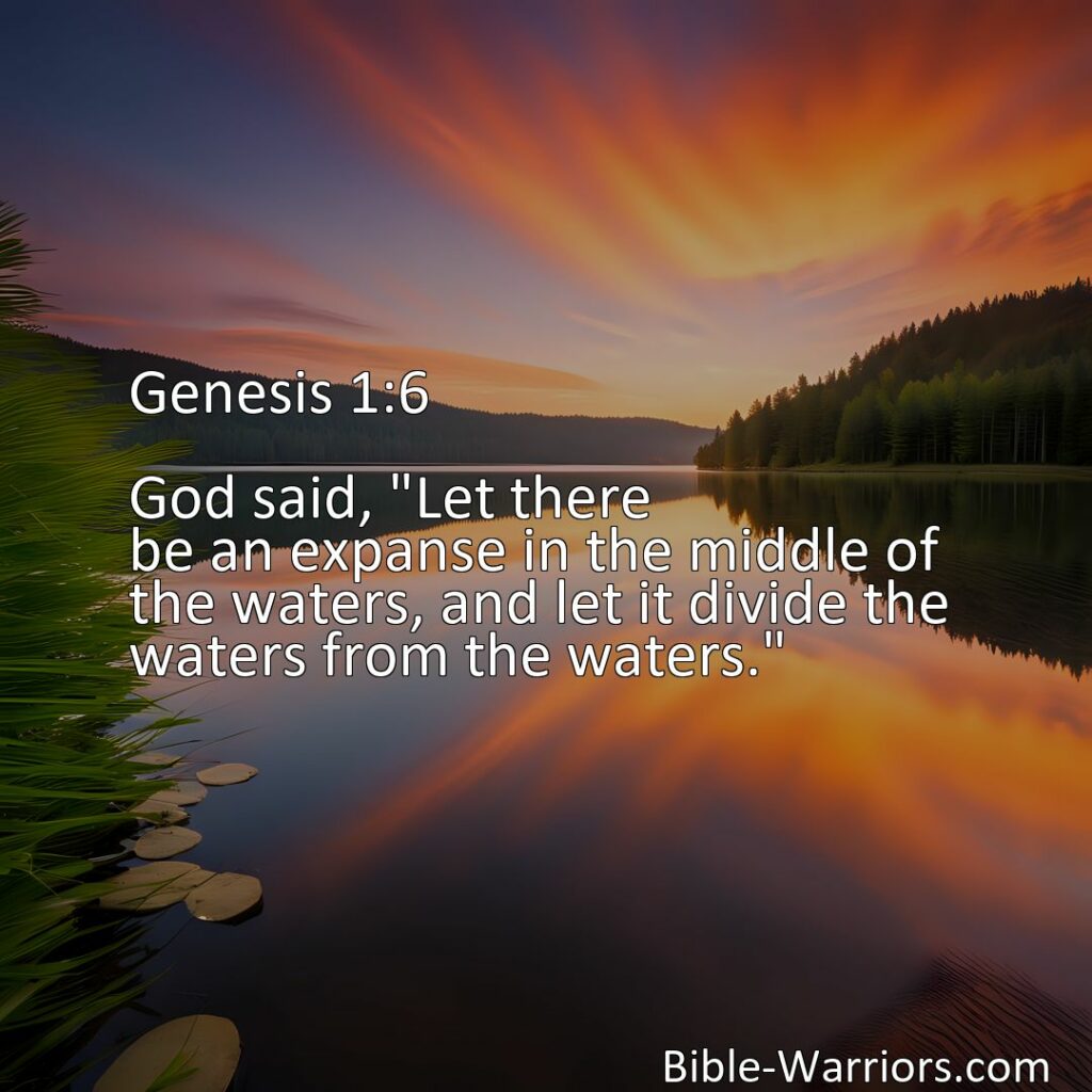 The Creation Story: God Divides the Waters takes us back to the beginning of time when God separated the waters and brought order to chaos. This division of waters teaches us the importance of setting boundaries and establishing order in our own lives for growth and balance. By embracing these lessons, we can experience personal growth, cultivate meaningful relationships, and live a purpose-driven life.