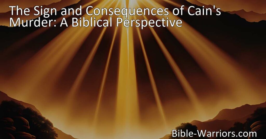 Discover the Sign and Consequences of Cain's Murder in a Biblical perspective. Learn about divine mercy