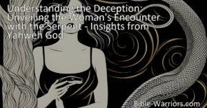 Discover the truth behind the woman's encounter with the serpent in the Bible. Gain valuable insights from Yahweh God himself and learn to navigate through deception in this eye-opening article.