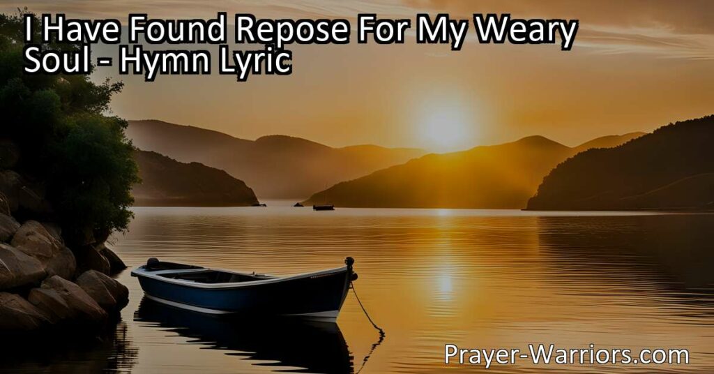 Find solace and rest for your weary soul by trusting in the promise of the Savior. Overcome fear