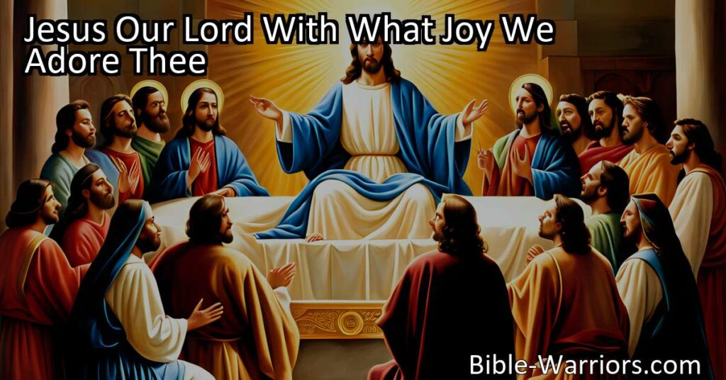 Discover the joy of worshiping Jesus Our Lord with the hymn "Jesus Our Lord With What Joy We Adore Thee." Reflect on His divine nature