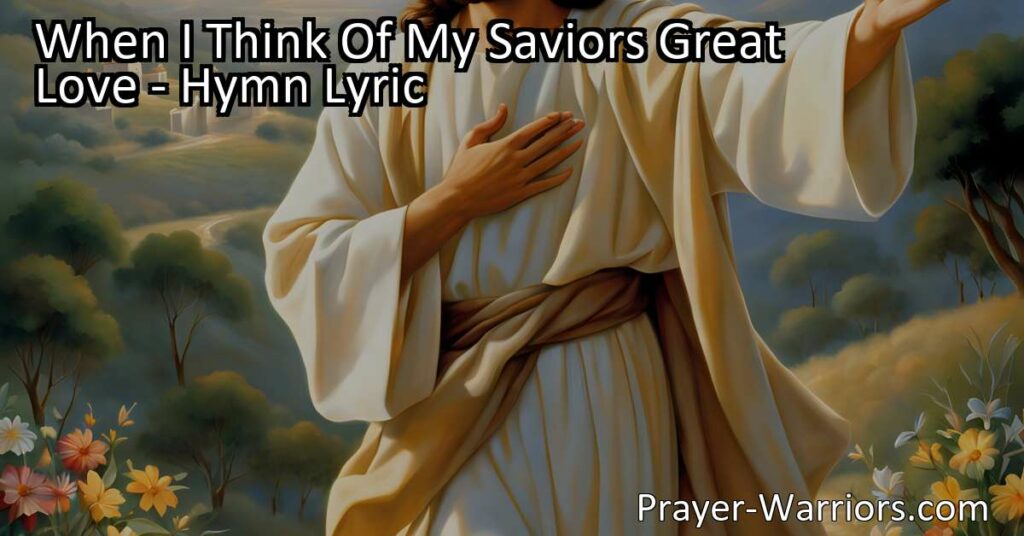 Discover the profound truth of my Savior's great love. The hymn beautifully portrays His sacrifice and unwavering love for sinners like me. Find hope