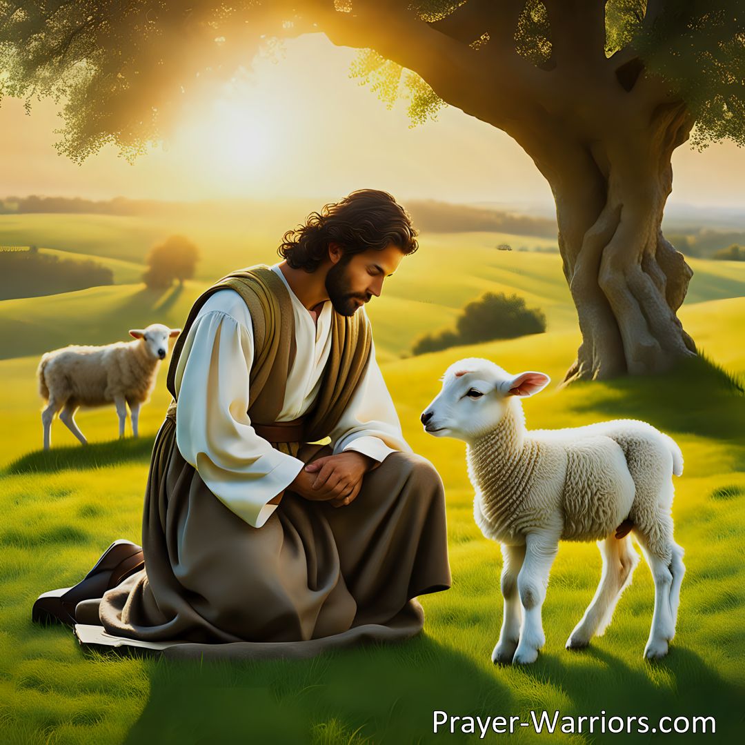 Freely Shareable Hymn Inspired Image Discover the joy and comfort of being Jesus' little lamb. Find guidance, provision, and unconditional love from the Shepherd who knows your needs. Embrace your role with gratitude and embrace the journey with contentment. You are cherished and cared for beyond measure.