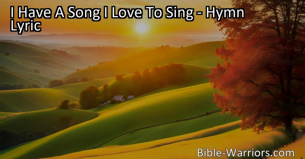 Experience joy and redemption with "I Have A Song I Love To Sing." This hymn celebrates the transformative power of being redeemed by my Savior. Since I have been redeemed