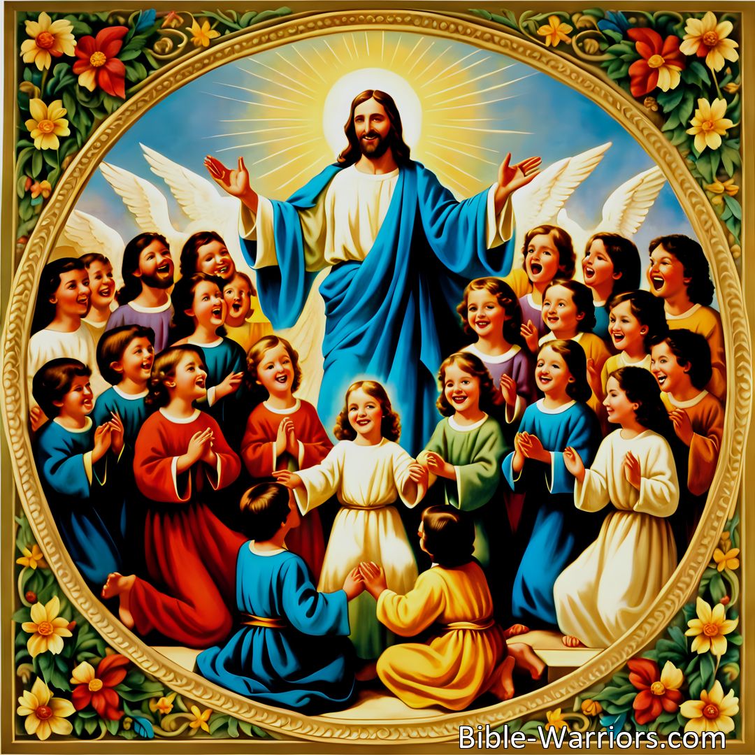 Freely Shareable Hymn Inspired Image Jesus Is The Children's Savior: A Friend and Protector for All. Explore the boundless love and care Jesus has for children in this hymn. Bring them to Jesus, their dearest friend, and let them experience His everlasting love and protection.