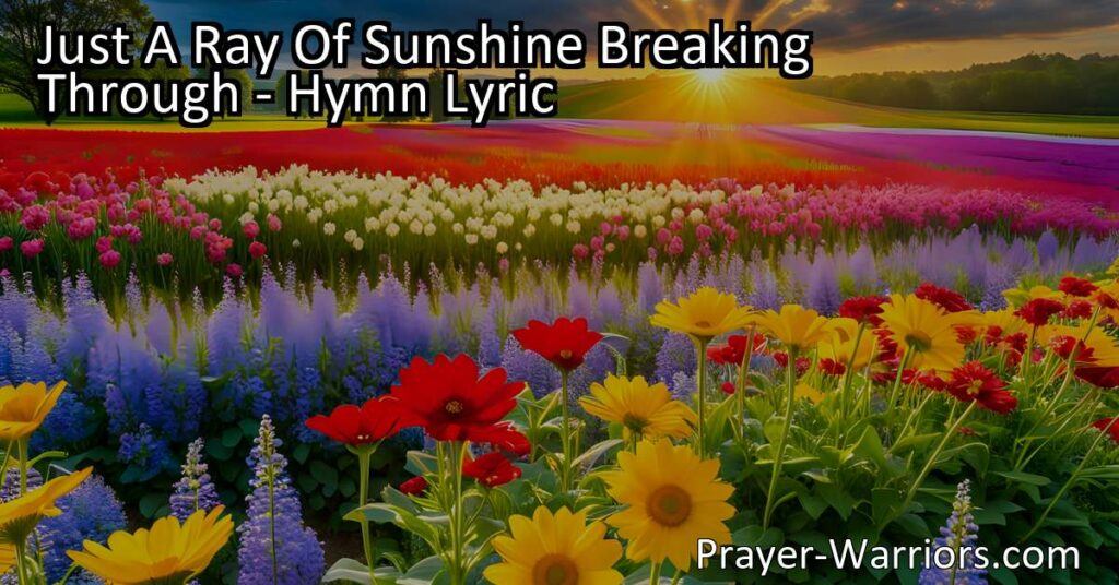 Just A Ray Of Sunshine Breaking Through: Spreading Kindness and Joy. Discover the power of simple acts of kindness and warm smiles in brightening lives and making the world a more joyful place. Let's be the rays of sunshine that break through the darkness.