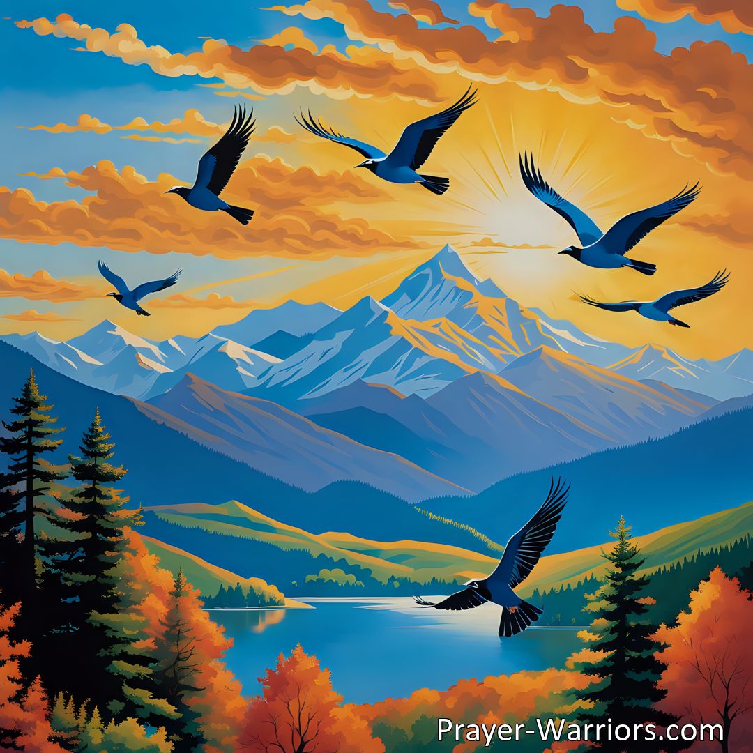 Freely Shareable Hymn Inspired Image Experience the Journey to the Land of Pure Delight on Joyful Wings - Find Comfort, Hope, and a Promised Home with Our Lord and Savior.