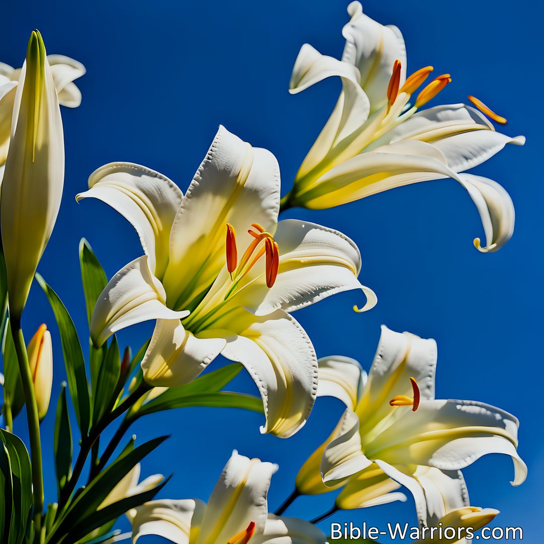 Freely Shareable Hymn Inspired Image Celebrate Easter with pure and lovely Easter lilies! Symbolizing Christ's resurrection, these beautiful flowers bring hope and new life. Share the joy and tell the little children about our risen Savior. He is risen! He is risen!