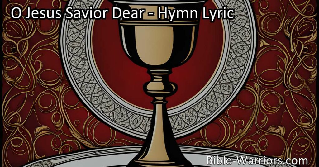 Discover the beautiful hymn "O Jesus Savior Dear" and delve into the meaning behind each verse. Find gratitude for Jesus as our Savior and experience the transformative power of His presence in our lives. Embrace the hope of eternal life with Him.