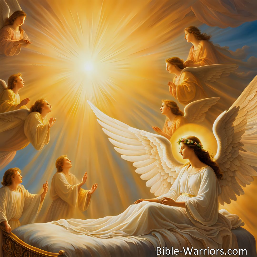 Freely Shareable Hymn Inspired Image Discover the significance of angels as guardians and guides in They Come, God's Messengers Of Love. Explore their comforting presence and unwavering support in times of sorrow and fear. Embrace their heavenly power and reassurance for a peaceful departure. Experience the enduring love of God's messengers of love.