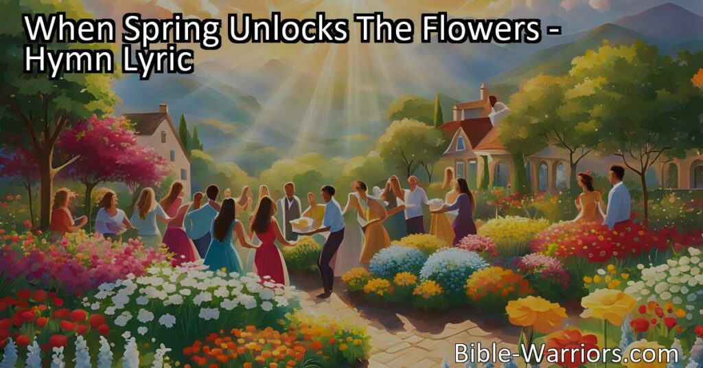 Experience the Beauty of Spring: "When Spring Unlocks The Flowers" celebrates God's creation and urges us to appreciate nature's wonders. Embrace the changing seasons and find solace in our Creator.