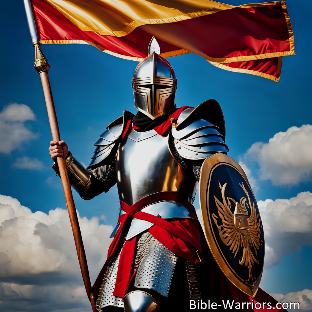 Freely Shareable Hymn Inspired Image Conquer the foes within and without by putting on the armor of Jesus. Lift high the victorious banner of truth and overcome evil with good. Join the battle against sin and bring light to the world.