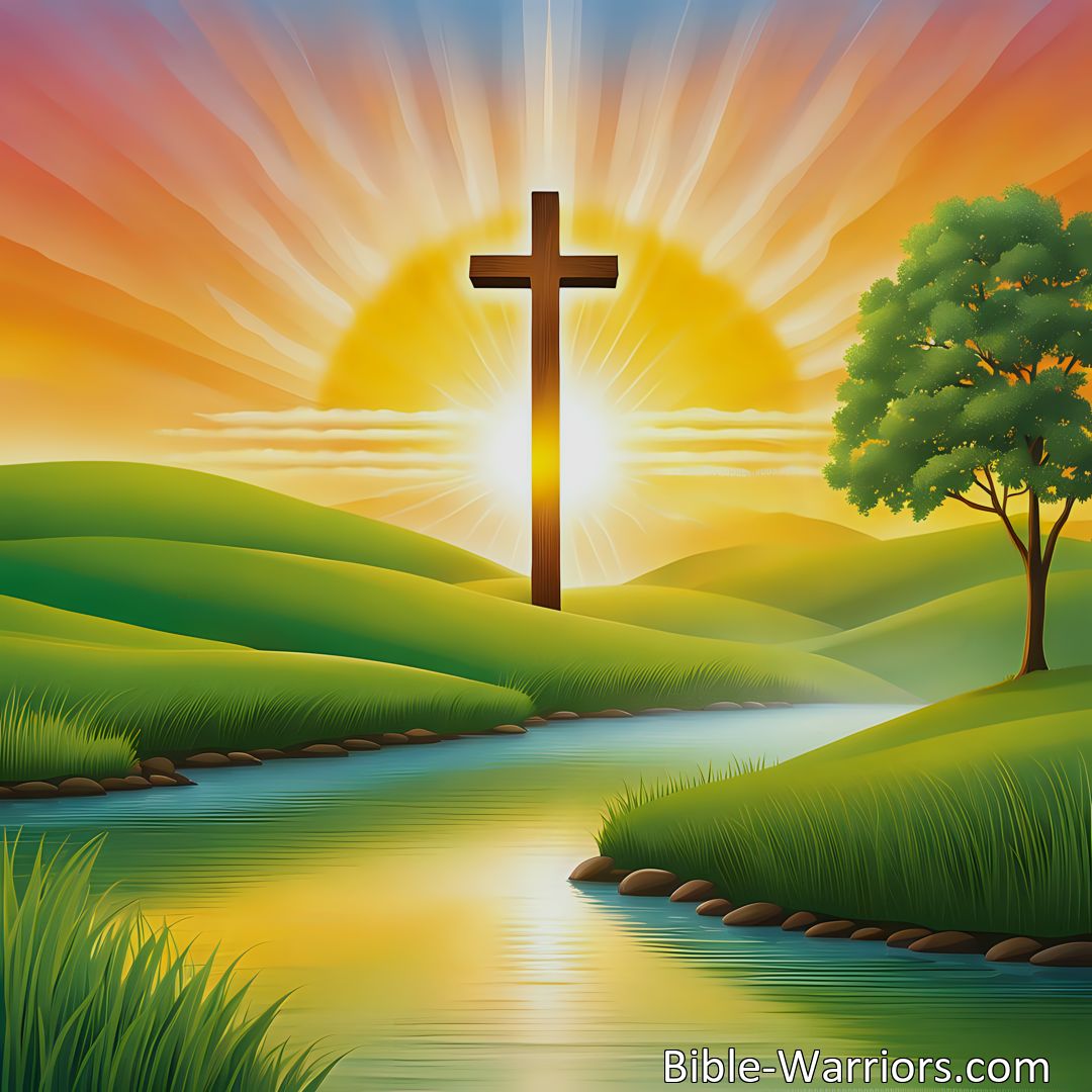 Freely Shareable Hymn Inspired Image Find Hope and Healing Near the Cross with Jesus. Discover the power of His love and mercy. Walk each day with the shadows of the cross guiding you. Trust in His promises for a glorious eternity.