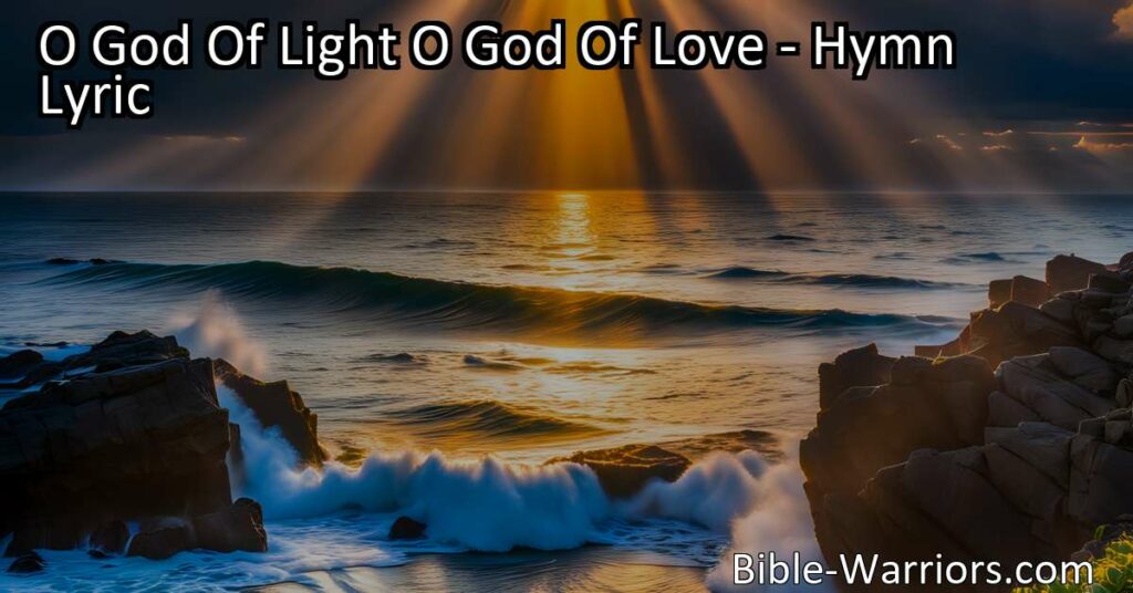 Discover the power of God's light and love. Let His radiant beams expose sin's stain and guide us towards righteousness. Surrender to His will and find true joy in His presence. Experience the transformative love of the O God Of Light O God Of Love.
