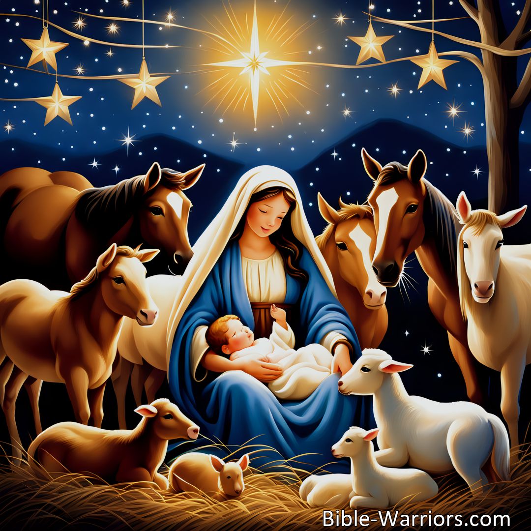 Freely Shareable Hymn Inspired Image Experience the Joy and Hope of Jesus' Birth - Discover the significance and love behind the birth of Jesus Christ, the King of kings and Lord of lords. Embrace His teachings and find hope in His salvation. Jesus is born!