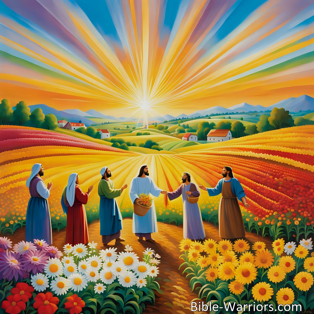 Freely Shareable Hymn Inspired Image Answer the Divine Invitation - Jesus Is Calling, Lovingly Calling. Enter the field with joy and purpose to make a difference. Embrace His love, gather the lost, and share the glad story. Answer the call today!