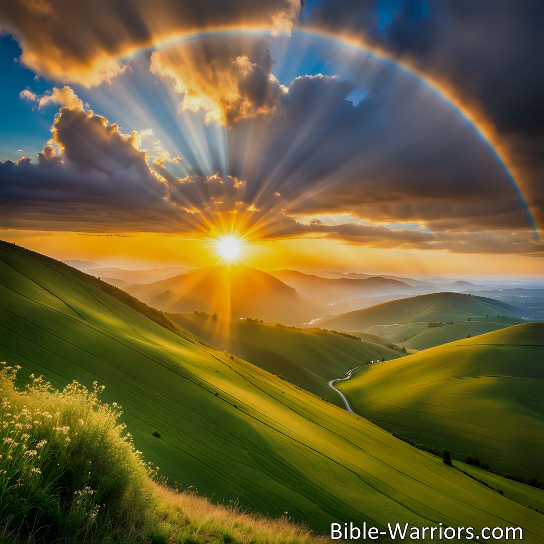 Freely Shareable Hymn Inspired Image Discover the beauty of life's transience and find hope in the radiant sun declining. Embrace the divine light that dispels gloom and brings everlasting joy. Journey towards a realm where darkness is banished.