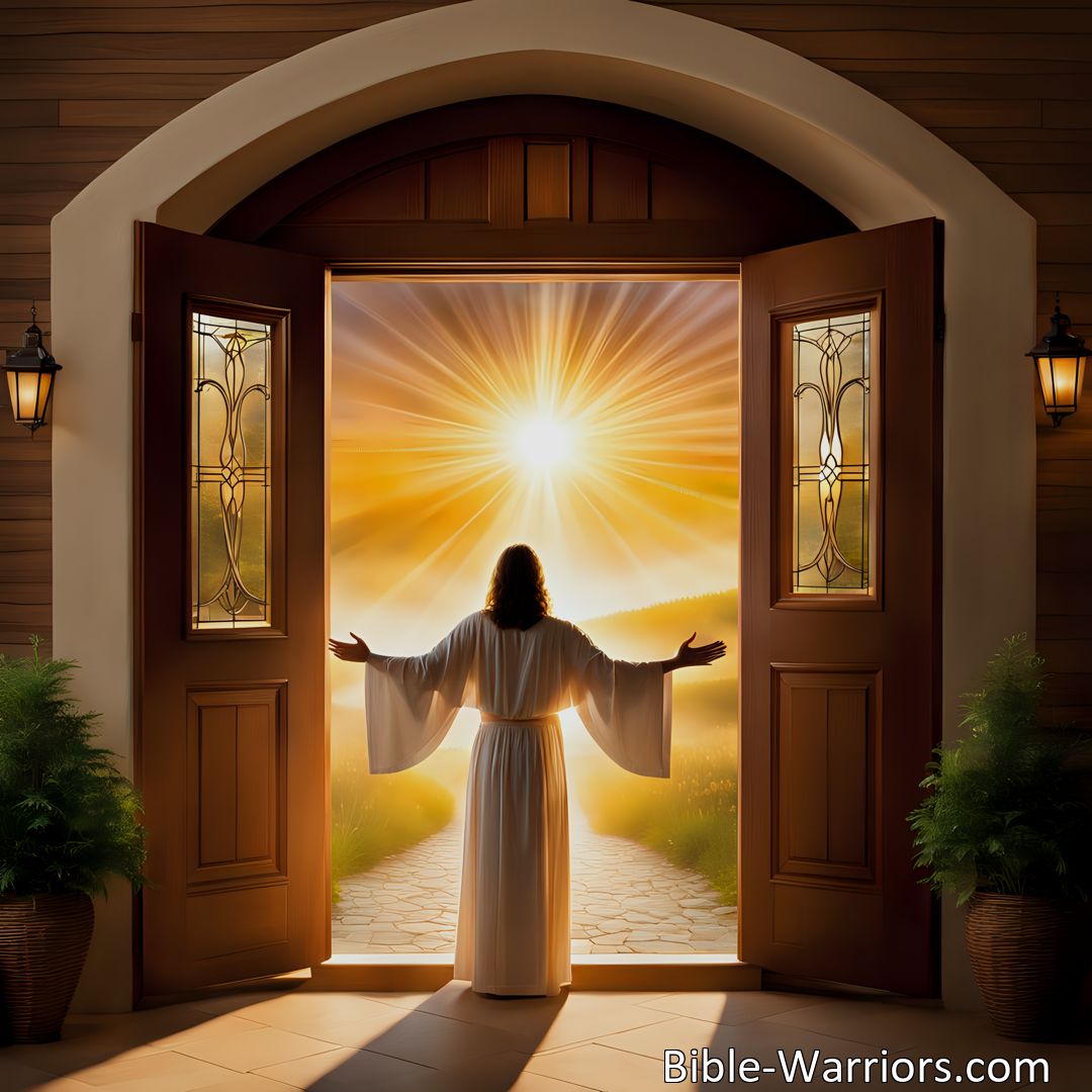 Freely Shareable Hymn Inspired Image Enter the Door to Forgiveness and Blessings with 'Blessed Jesus I Am Bringing' - Find Redemption and Restoration through Christ's Love and Mercy.
