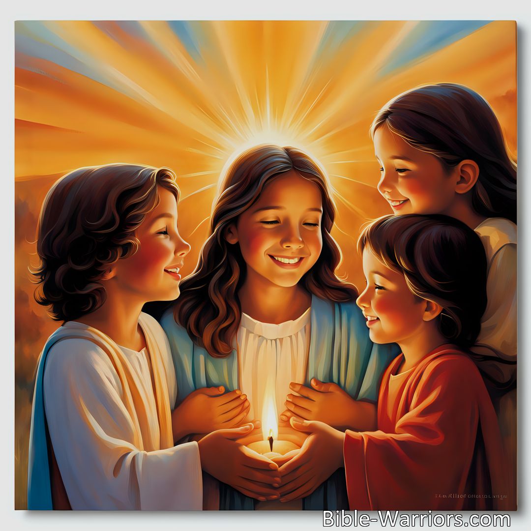 Freely Shareable Hymn Inspired Image Jesus The Children's Friend: Bringing Hope and Strength to All. Find comfort knowing Jesus is our friend, supporting us in times of need. Experience His unconditional love and guidance as you face life's challenges. Embrace His friendship and find solace in His presence.