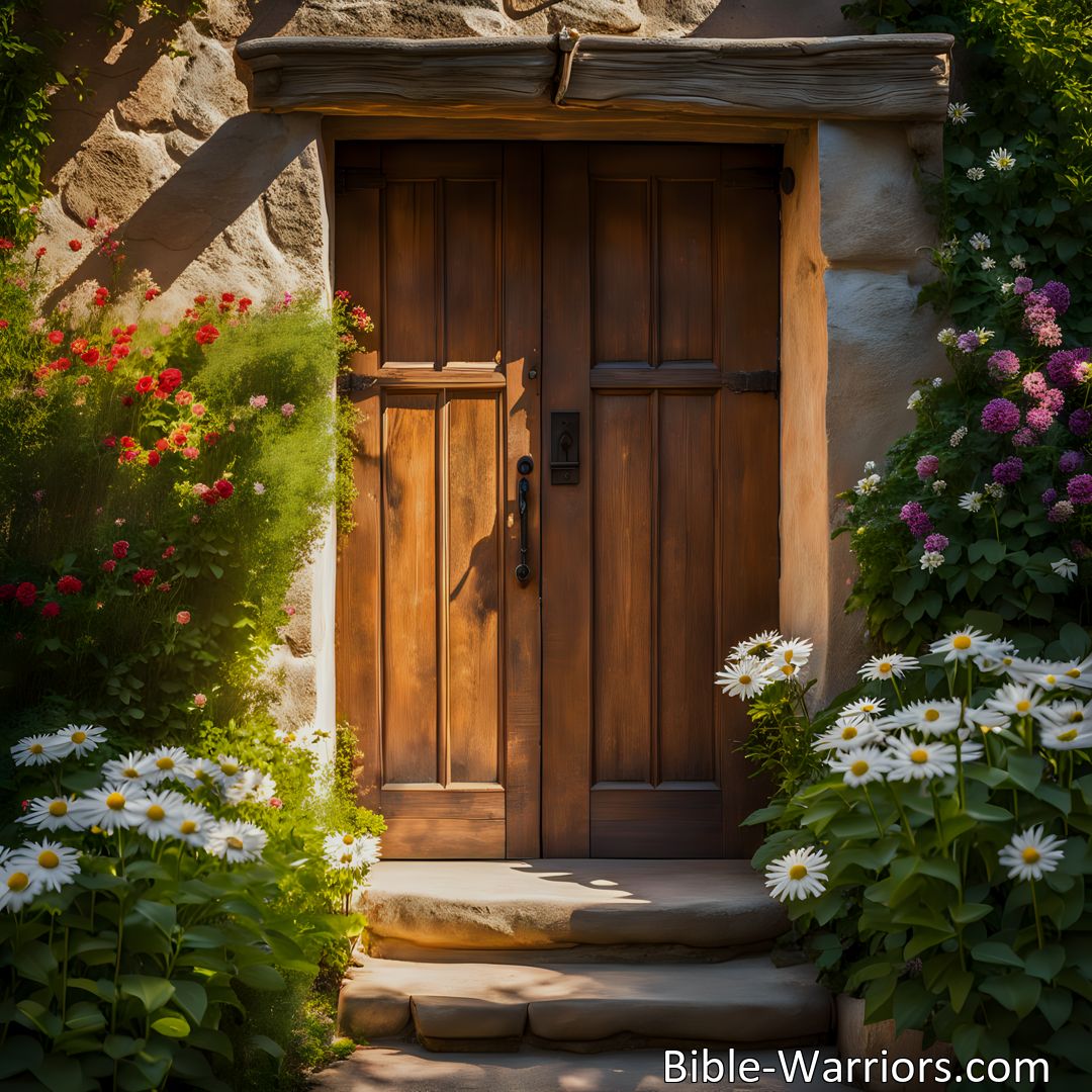 Freely Shareable Hymn Inspired Image Find peace and salvation as Jesus patiently knocks at the door of your heart. Open today and invite Him in to guide and redeem you from sin.