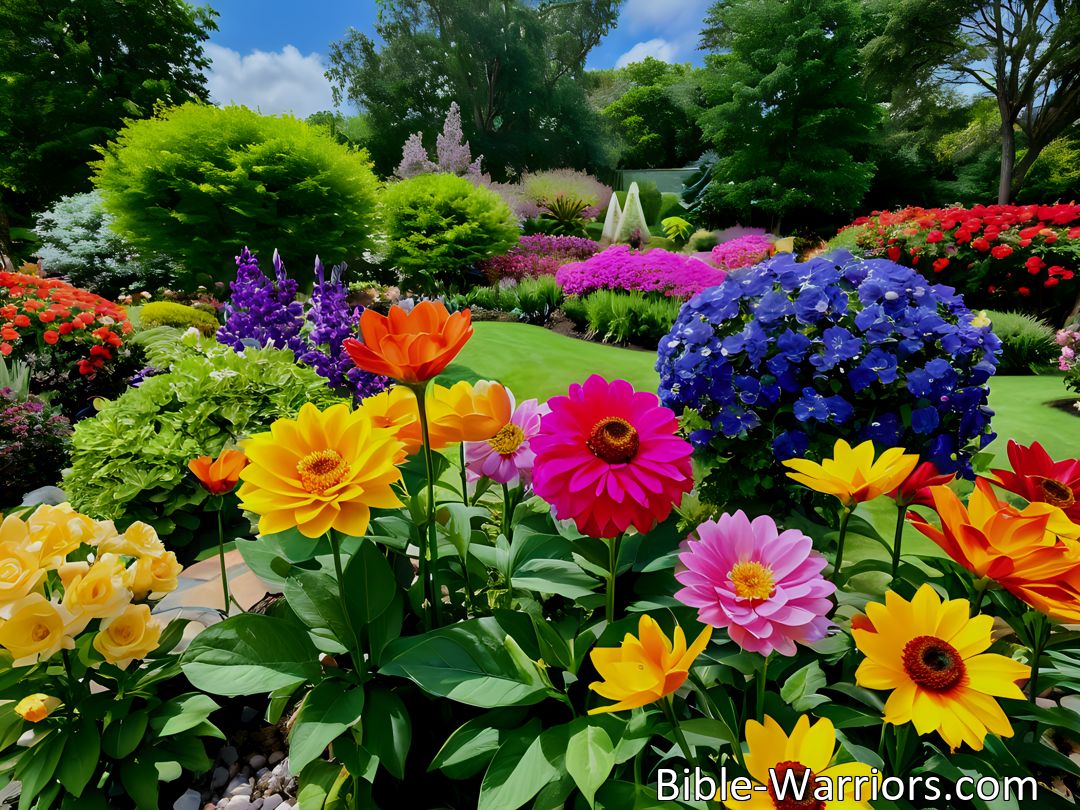 Freely Shareable Hymn Inspired Image Experience the beauty and harmony of flowers growing in sweet societies. Join them in spreading joy and love to create a world of color and positivity. Find inspiration in the hymn Flowers Grow In Sweet Societies.