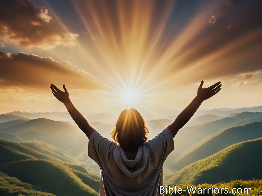 Freely Shareable Hymn Inspired Image Experience the uplifting power of Jesus as He guides you out of darkness into His glorious light. Find rest, peace, and eternal blessings in His love. Jesus has the power to lift you up - reach out to Him today.