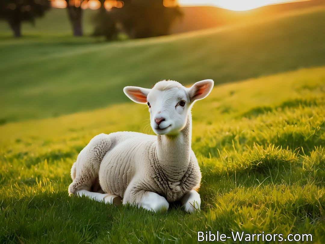 Freely Shareable Hymn Inspired Image Discover the comforting words of O Jesus, Lamb of God, Thou Art as we seek mercy and forgiveness for our sins. Find peace and guidance in His love and sacrifice. Jesus, our ultimate savior.