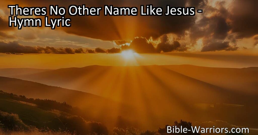 Discover the comfort and joy of the name of Jesus in this inspiring hymn. Experience hope and peace in every season of life. There's truly no name like Jesus!