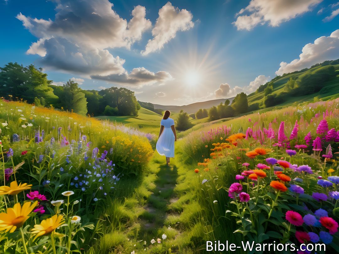 Freely Shareable Hymn Inspired Image Experience the warmth of walking in the sunshine with Walking In The Sunshine Beautiful And Bright. Follow Jesus every step of the way for peace and guidance. Embrace His love and light in all of life's moments.