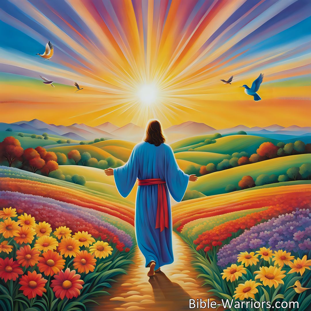 Freely Shareable Hymn Inspired Image Experience the joy of walking with Jesus, finding new beauties unfolding each day. Feel safe in His shelter, upheld by His grace. Let's journey together with Jesus, onward and upward, without fear or doubt. Walking with Jesus is truly delightful!