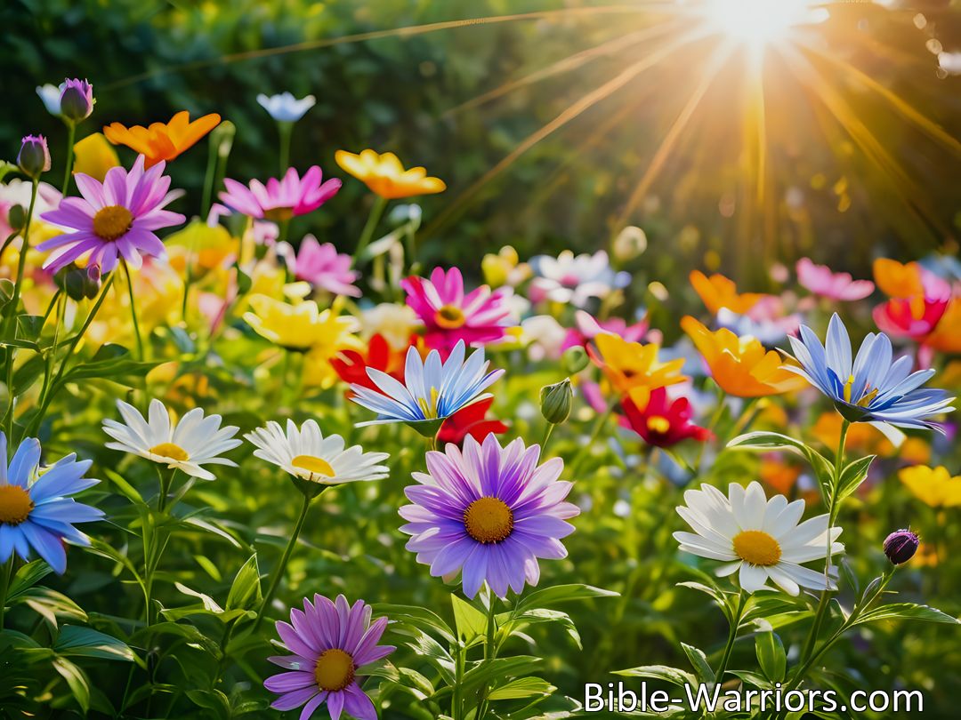 Freely Shareable Hymn Inspired Image Discover the secrets whispered by flowers - Keep on growing, seek daily sunshine, spread kindness, fulfill duty. Listen to nature's wisdom.