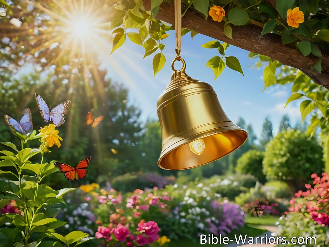 Freely Shareable Hymn Inspired Image Experience the celestial melody of joy bells in your soul with the timeless message of rest and love. Embrace the divine presence within and trust in everlasting light. Journey with us towards endless praise.