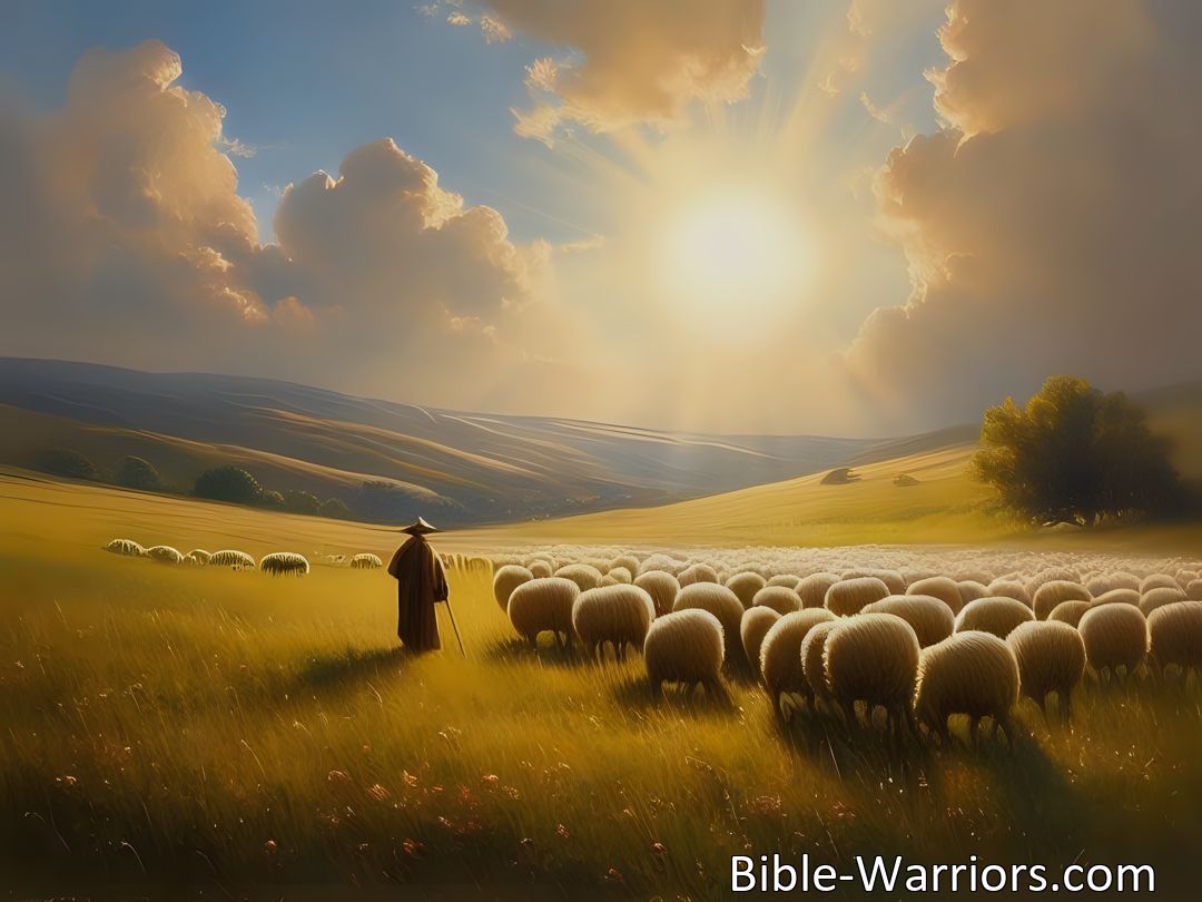 Freely Shareable Hymn Inspired Image Experience the transformative story of Jesus as the gentle shepherd, leading you towards peace and fulfillment. Find solace in prayer, compassion, and connection to discover happiness and purpose.