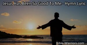 Experience the transformative journey of finding grace in our lives with the timeless hymn "Jesus has been so good to me." Let the boundless love guide you towards self-acceptance and resilience. Discover a deeper connection within yourself and the world around you.