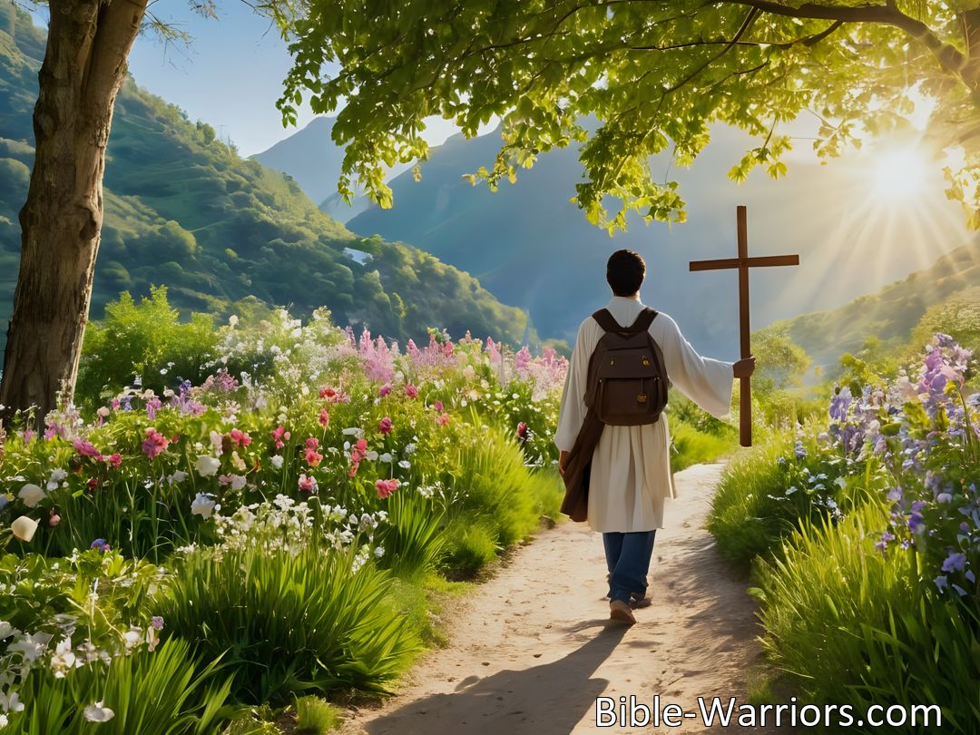 Freely Shareable Hymn Inspired Image Experience the transformative journey of surrender and resilience with Jesus in Jesus I My Cross Have Taken. Embrace divine love, find solace in trials, and walk towards eternal glory. Journey with us today.