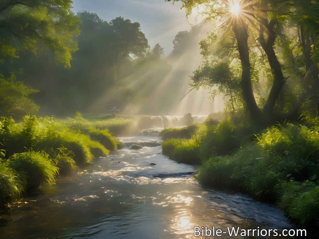 Freely Shareable Hymn Inspired Image Embark on a spiritual journey through the silver waters of a pearly stream. Explore the blissful dreams just before the dawning of the day. Discover inner peace and connection in this enchanting reflection.