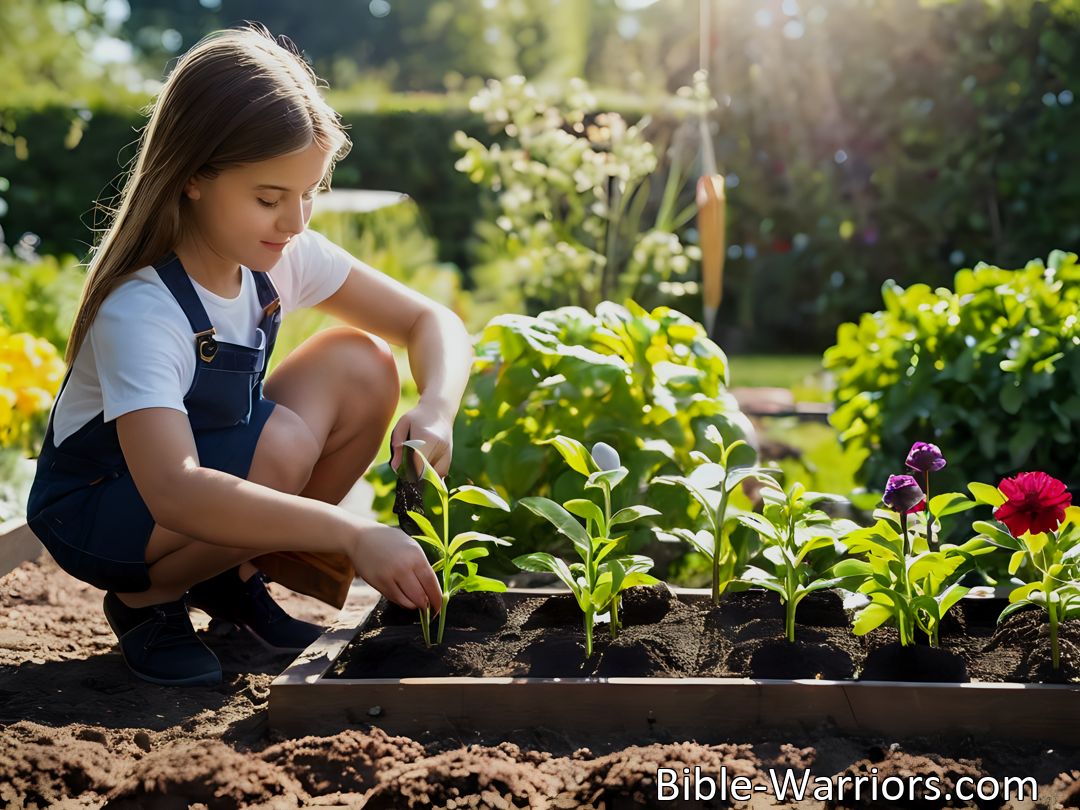 Freely Shareable Hymn Inspired Image Discover the profound wisdom of growth and transformation in The Bud Will Soon Become A Flower. Embrace the present moment and sow seeds of love and compassion for a fulfilling harvest.