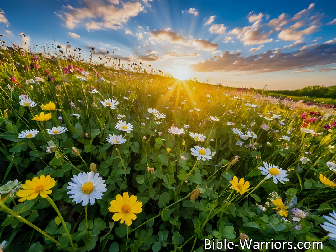 Freely Shareable Hymn Inspired Image Embrace the beauty of summer with the sweet scent of clover blossoms and the gentle messages of dandelions, daisies, and buttercups. Discover the divine love that surrounds you.